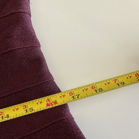 NEW Carmen Marc Valvo | Metallic Beaded Jewels BANDAGE Dress | Burgundy | Neiman - Picture 13 of 15